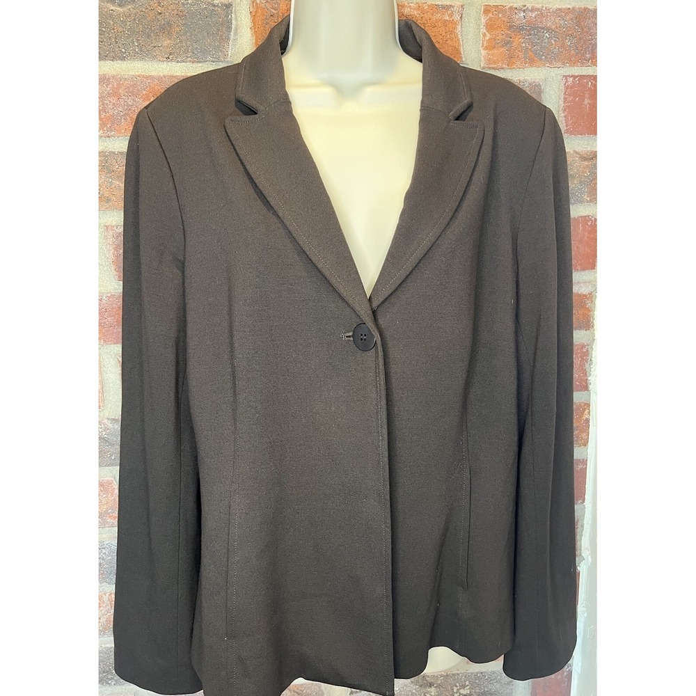 Eileen Fisher Brown Blazer Jacket Size M Silk Lining Single Button